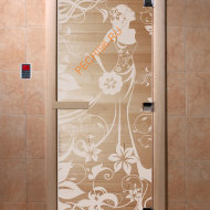 Дверь стеклянная DoorWood «Девушка в цветах прозрачная», 2100х800 мм