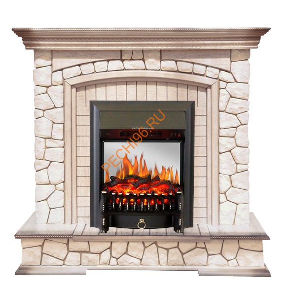 Электрокамин Royal Flame Preston Слоновая кость с патиной с очагом Fobos FX M