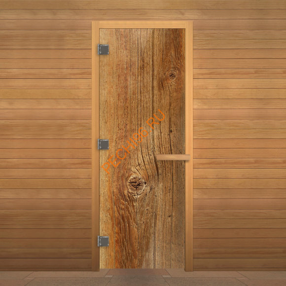 Дверь стеклянная декор «Дерево» Люкс коробка 1900х700 мм, осина