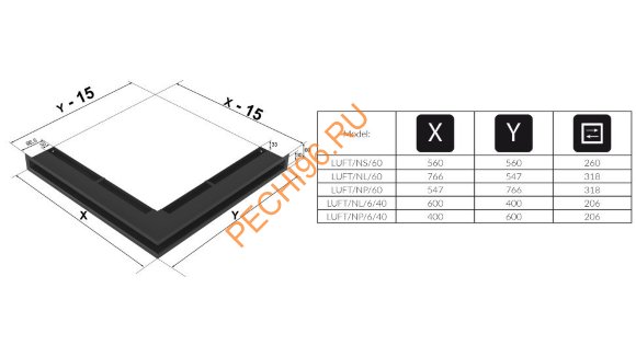 Люфт Kratki NP/L60/B угловой белый 766x547мм Люфт Kratki NP/L60/B угловой белый 766x547мм