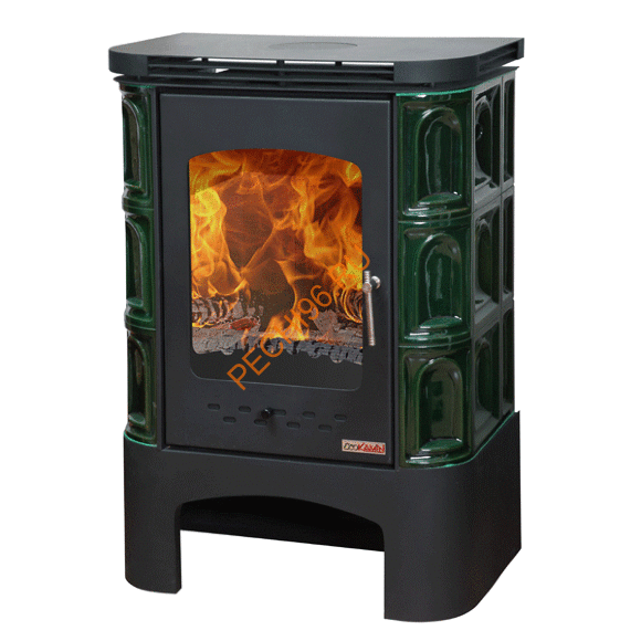 Печь-камин БАВАРИЯ изразец с металлической крышкой Арка зеленая