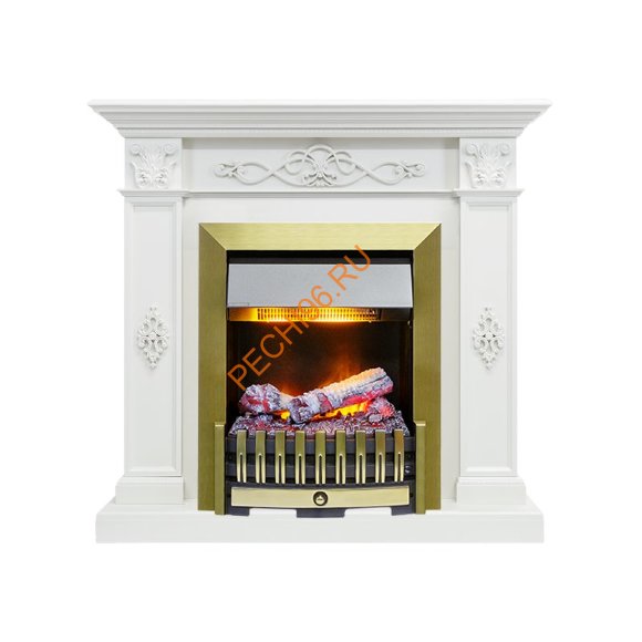 Электрокамин Dimplex Derby с очагом Danville Antique Brass FB2 белый дуб