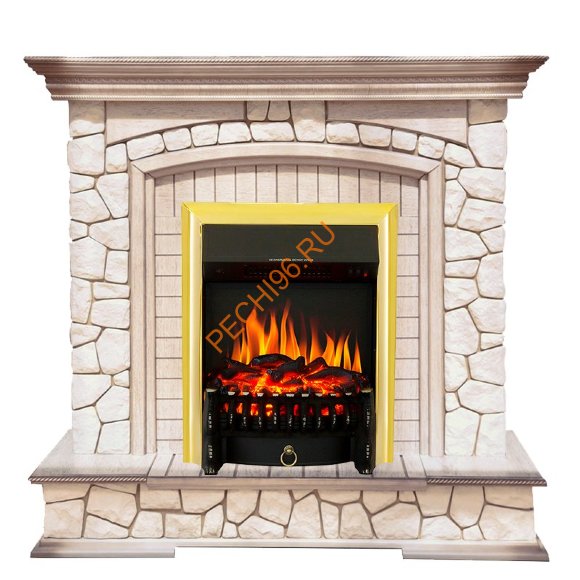 Электрокамин Royal Flame Preston Слоновая кость с патиной с очагом Fobos FX