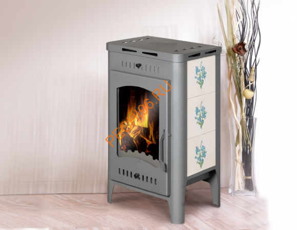 Печь-камин EcoKamin БАВАРИЯ Оптима Незабудка