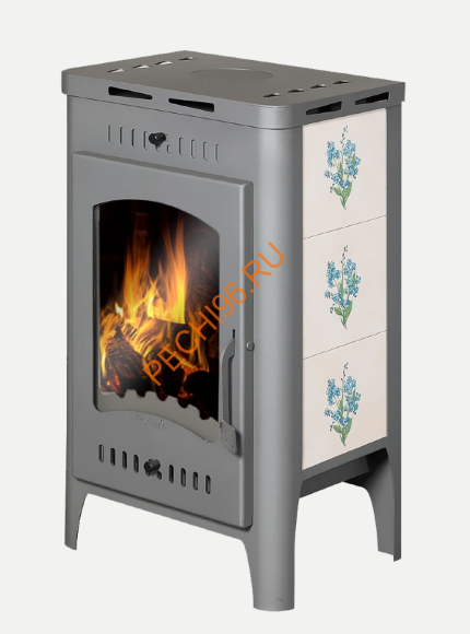 Печь-камин EcoKamin БАВАРИЯ Оптима Незабудка