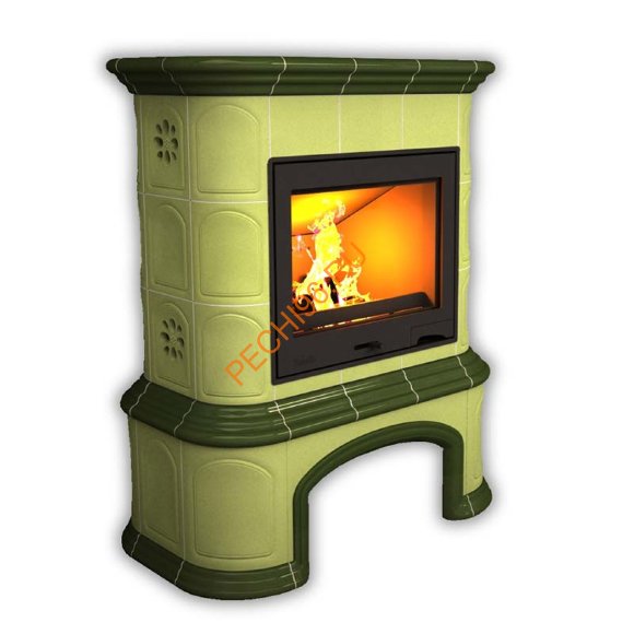 Печь-камин КимрПечь Прованс центральный Олива с дровником Печь-камин КимрПечь Прованс центральный Олива с дровником