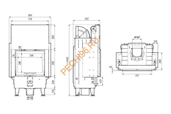 Каминная топка DEFRO HOME INTRA SM G, 10 кВт, 611/552мм, гильотина