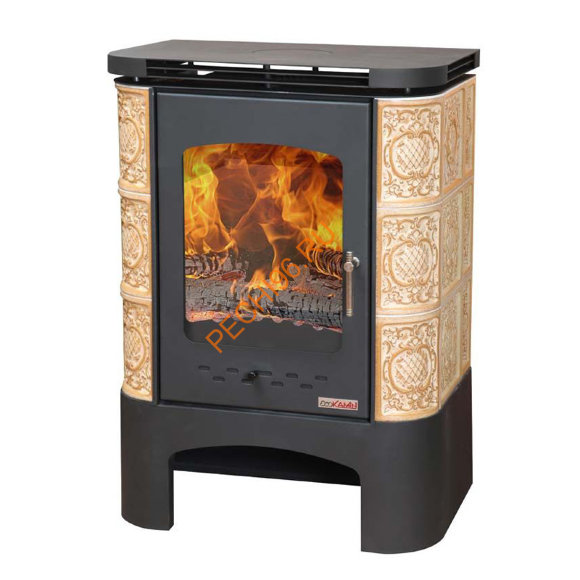 Печь-камин БАВАРИЯ изразец с металлической крышкой Барокко песочная