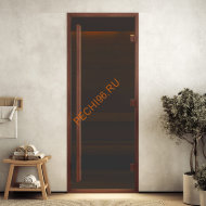 Дверь стеклянная DoorWood Хамам АРТ Wood 50 бронза матовая