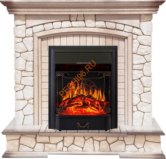 Электрокамин Royal Flame Preston Слоновая кость с патиной с очагом Majestic FX