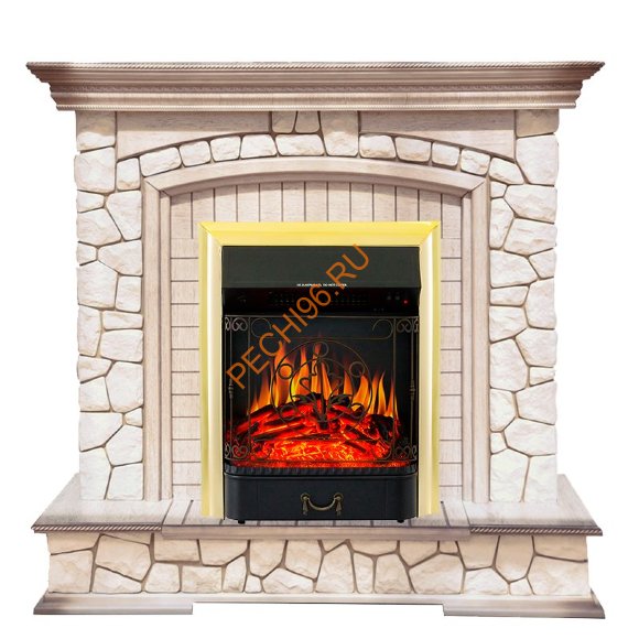 Электрокамин Royal Flame Preston Слоновая кость с патиной с очагом Majestic FX