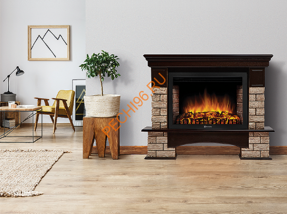 Электрокамин Electrolux Sphere Plus EFP/P-2720RLS с порталом Firelight Forte Wood 25U угловой, камень коричневый