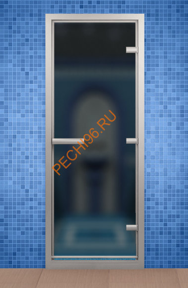 Дверь стеклянная ALDO «сатин» коробка алюминий с порогом