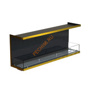 Биокамин фронтальный 1500х500х300 мм, стемалит, стекло, рамка латунь Биокамин фронтальный 1500х500х300 мм, стемалит, стекло, рамка латунь