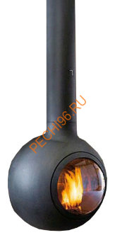 Камин Focus Emifocus с выпуклым стеклом, труба в потолке Камин Focus Emifocus с выпуклым стеклом, труба в потолке