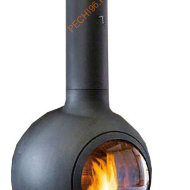 Камин Focus Emifocus с выпуклым стеклом, труба в потолке