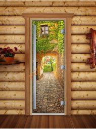 Дверь стеклянная DoorWood «Престиж», 800х2000мм, с фотопечатью «Венецианский дворик» Дверь стеклянная DoorWood «Престиж», 800х2000мм, с фотопечатью «Венецианский дворик»