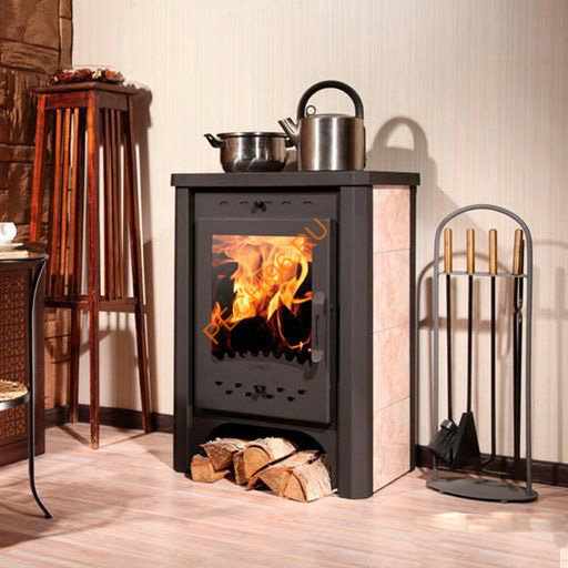 Печь-камин EcoKamin БАВАРИЯ с плитой и теплообменником