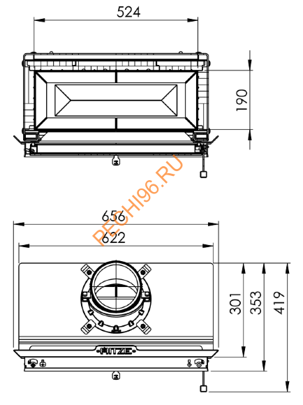 Каминная топка Hitze HST54x39S Каминная топка Hitze HST54x39S