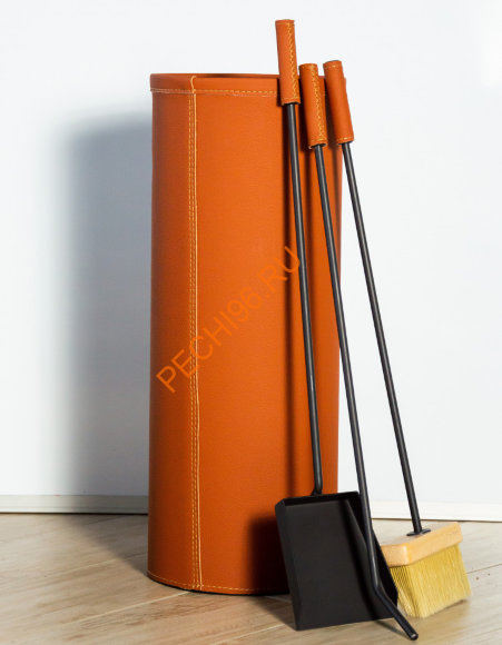 Каминный набор Fire&Wood Ведро Bern, эко-кожа медно-рыжий