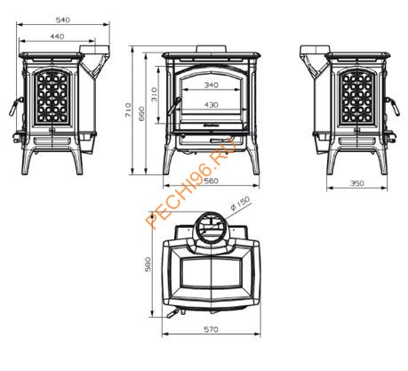 Чугунная печь-камин Hergom Craftsbury, черная Чугунная печь-камин Hergom Craftsbury, черная