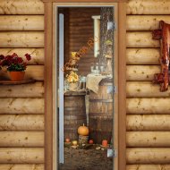 Дверь стеклянная DoorWood «Престиж», 700х1900мм, с фотопечатью «Фуршет»
