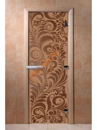 Дверь стеклянная DoorWood Хамам «Хохлома» бронза матовая, 1900х700 мм Дверь стеклянная DoorWood Хамам «Хохлома» бронза матовая, 1900х700 мм