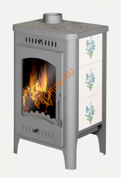 Печь-камин EcoKamin БАВАРИЯ Оптима Незабудка с плитой
