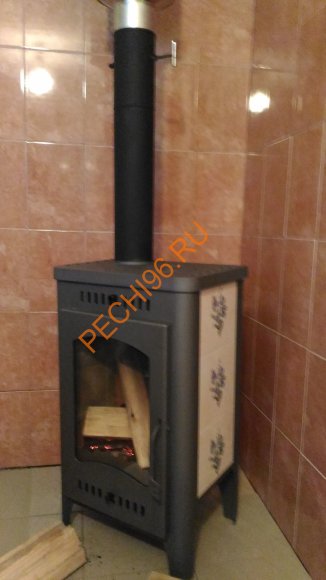 Печь-камин EcoKamin БАВАРИЯ Оптима Незабудка с плитой