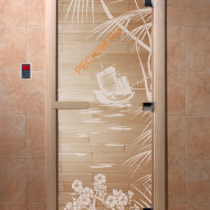 Дверь стеклянная DoorWood «Голубая лагуна прозрачная», 1800х700 мм