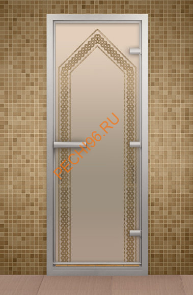 Дверь стеклянная ALDO «Чайхона» коробка алюминий с порогом