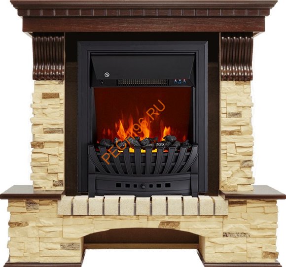 Электрокамин Royal Flame Pierre Luxe темный дуб/сланец с очагом Aspen Электрокамин Royal Flame Pierre Luxe темный дуб/сланец с очагом Aspen