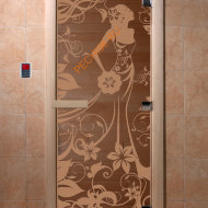Дверь стеклянная DoorWood «Девушка в цветах бронза», 1900х700 мм