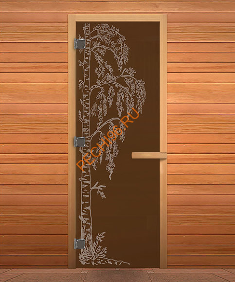 Дверь стеклянная «бронза матовая Березка» коробка 1900х700 мм, бук