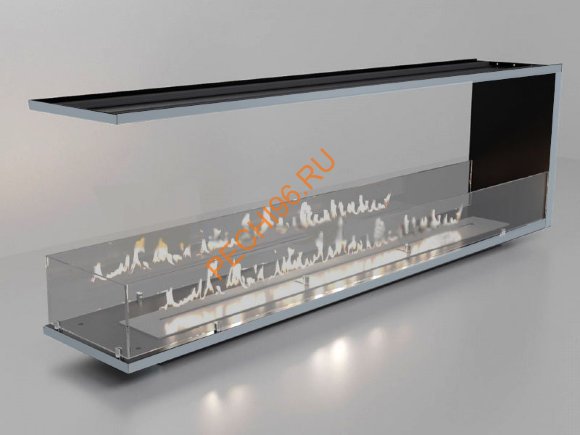 Торцевой биокамин 1700х500х300 мм, стекло тонированное, рамка нержавейка Торцевой биокамин 1700х500х300 мм, стекло тонированное, рамка нержавейка