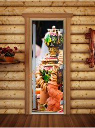 Дверь стеклянная DoorWood «Престиж», 700х1900мм, с фотопечатью «Хохлома» Дверь стеклянная DoorWood «Престиж», 700х1900мм, с фотопечатью «Хохлома»