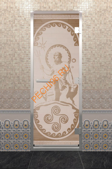 Дверь стеклянная DoorWood Хамам «Посейдон» сатин, 1900х700 мм