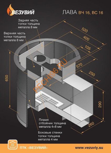 Печь банная Везувий Лава 12 (ДТ-3С)