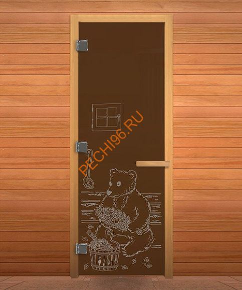 Дверь стеклянная «бронза матовая Мишка» коробка 1900х700 мм, бук
