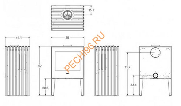 Чугунная печь-камин Hergom Glance MV, черная