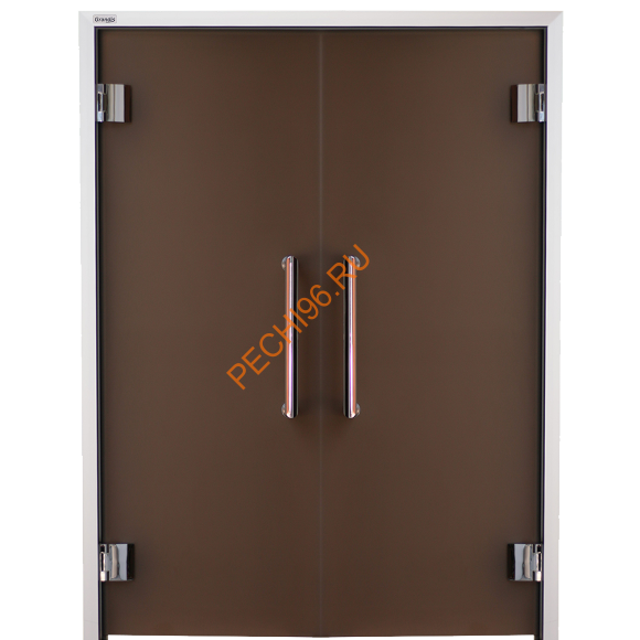 Двери стеклянные двустворчатые Grandis GS 13х19-MB-Н-Br