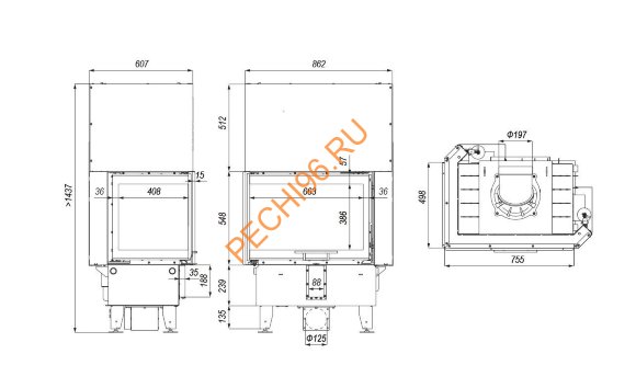 Каминная топка DEFRO HOME INTRA SM BP/BL G, 10кВт, 755/548/498мм, гильотина