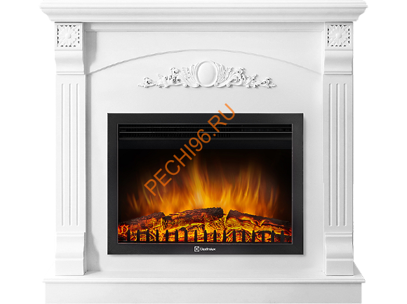 Электрокамин Electrolux EFP/P-2520LS с порталом Firelight Barocco 25, белый