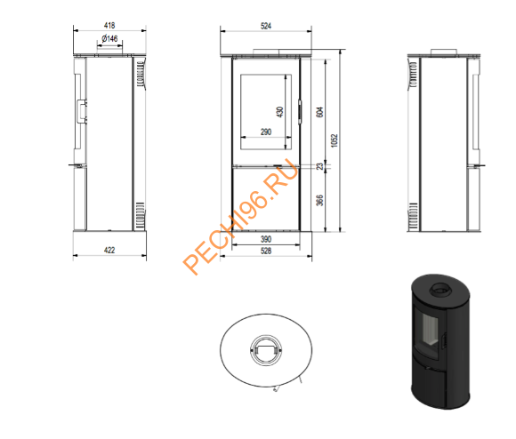 Печь-камин KRATKI Koza/AB/S/DR Печь-камин KRATKI Koza/AB/S/DR