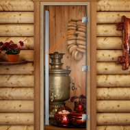 Дверь стеклянная DoorWood «Престиж», 700х1900мм, с фотопечатью «После баньки»