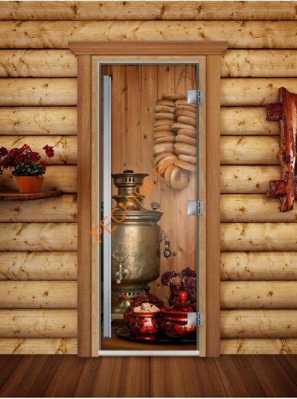 Дверь стеклянная DoorWood «Престиж», 700х1900мм, с фотопечатью «После баньки»