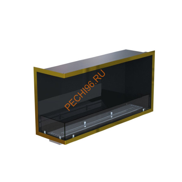 Биокамин угловой 1000х500х300 мм, стемалит, стекло, рамка латунь