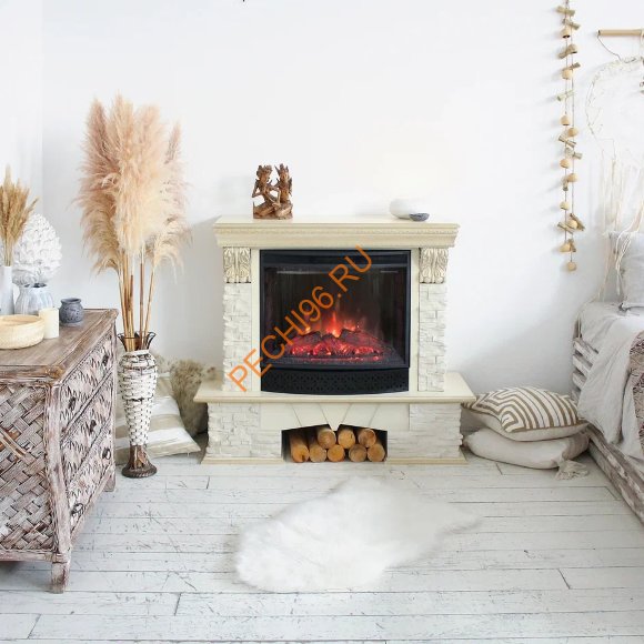 Электрокамин RealFlame Rockland Lux 25,5 WT с очагом Evrika 25,5 LED