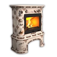 Печь-камин КимрПечь Прованс центральный Зима в лесу с дровником Печь-камин КимрПечь Прованс центральный Зима в лесу с дровником