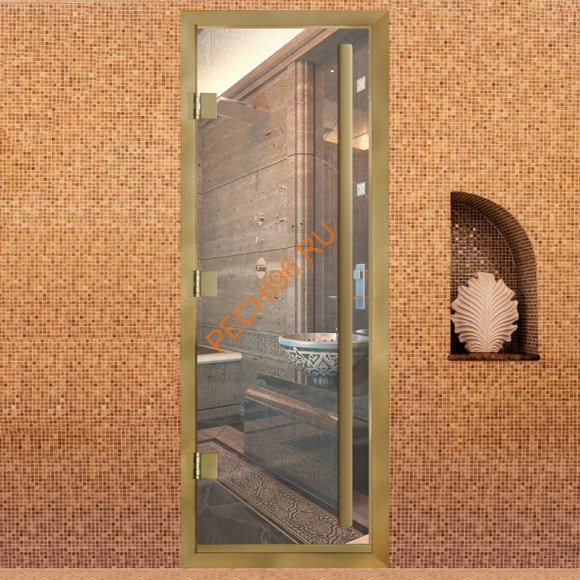 Дверь в хамам стеклянная Арта Премьер 60G Прозрачная, коробка золото алюминий с порогом Дверь в хамам стеклянная Арта Премьер 60G Прозрачная, коробка золото алюминий с порогом